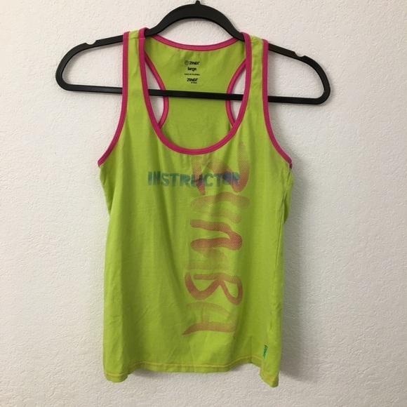 Zumba green/pink tank top size large - Picture 1 of 6